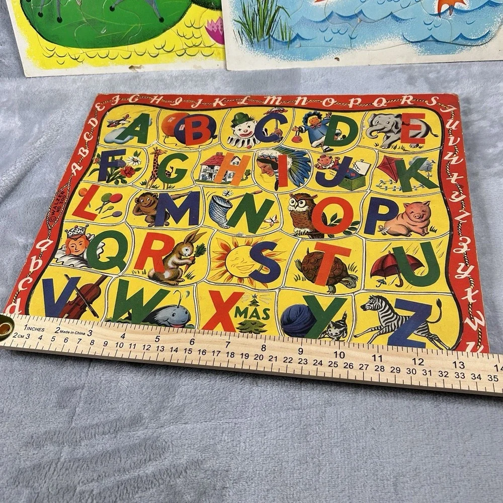 Vintage Lot 4‎ Tray Inlay Puzzles Casper Ghost Fuzzy Wuzzy ABC Preschool 1960s